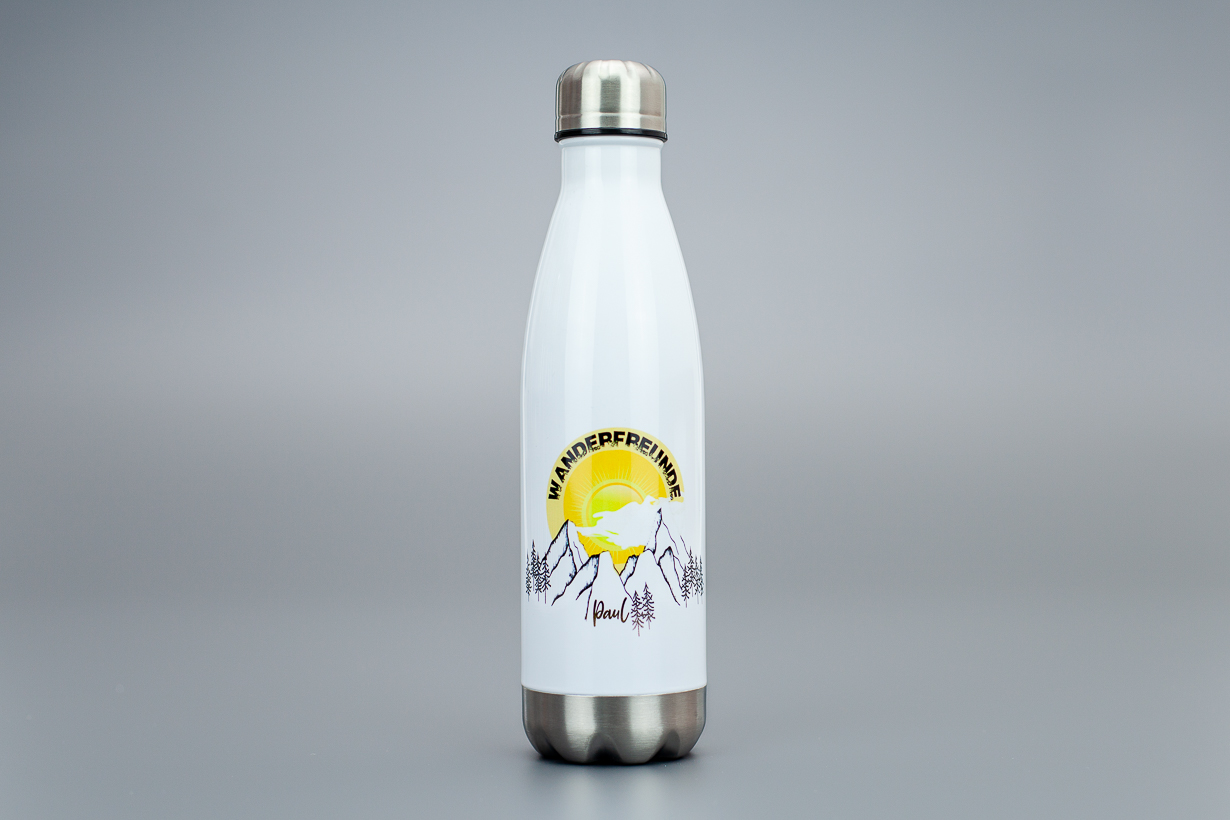 Edelstahl Thermoflasche 500ml weiß Trinkflasche, Thrmoflasche, Camping, outdoor, selber, online, gestalten